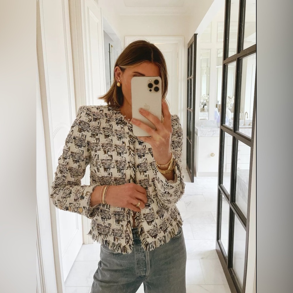 NWT $795 L‘Agence Angelina Plaid Tweed Jacket - Picture 2 of 10